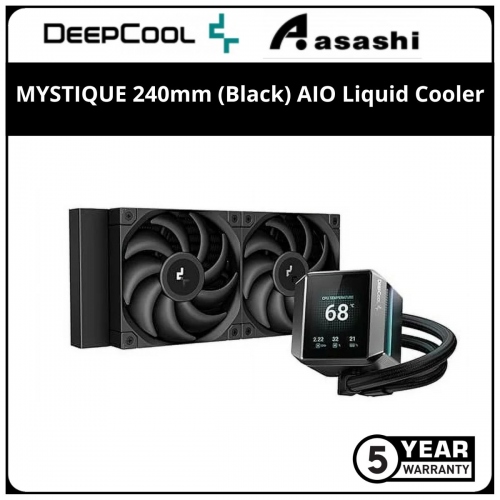 Deepcool MYSTIQUE 240mm (Black) AIO Liquid Cooler w/ 2.8inch TFT LCD (2150RPM) - 5 Yrs Warranty