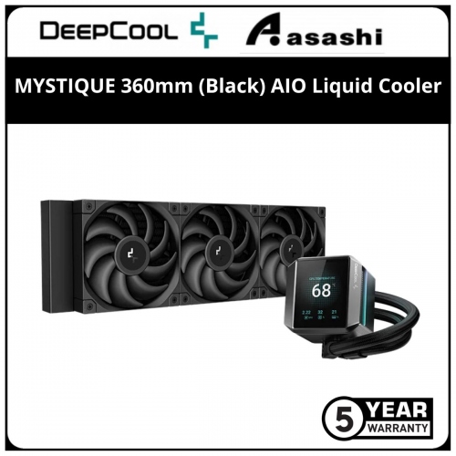 Deepcool MYSTIQUE 360mm (Black) AIO Liquid Cooler w/ 2.8inch TFT LCD (2150RPM) - 5 Yrs Warranty