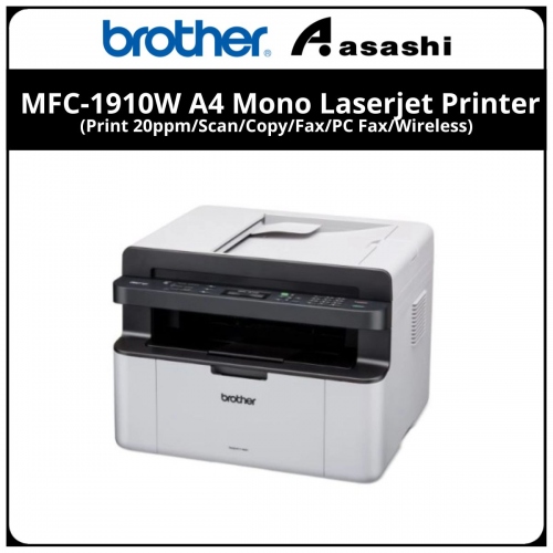 Brother MFC-1910W A4 Mono Laserjet Printer (Print 20ppm/Scan/Copy/Fax/PC Fax/Wireless/3yrs Carry-In)