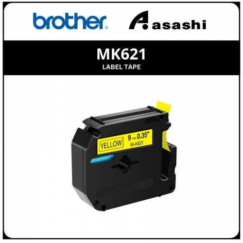 BROTHER MK621 9mm BLACK ON YELLOW LABEL TAPE
