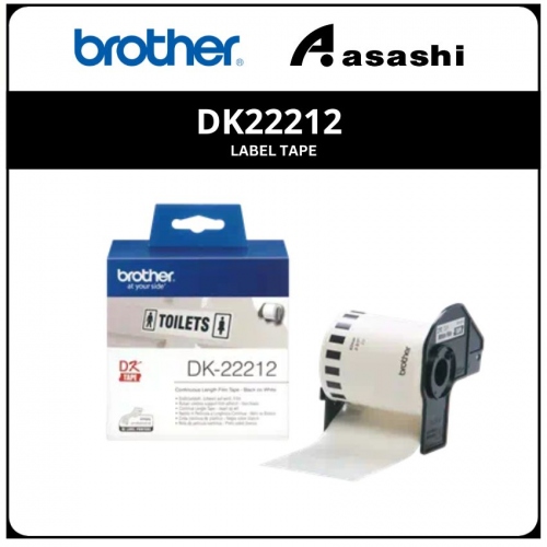 BROTHER DK22212 CONTINUOUS LENGTH FILM 62mm x 15.24m BLACK ON WHITE
