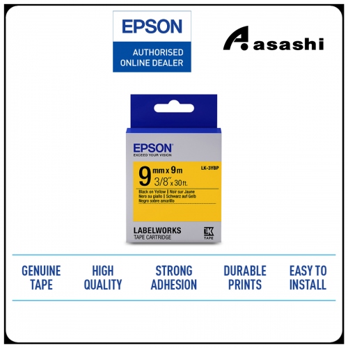 Epson LK-3YBP 9mm Label Tape Black on Yellow Tape(C53S653506)