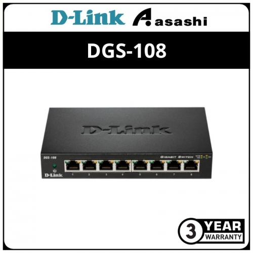 D-Link DGS-108 8-Port Gigabit Unmanaged Desktop Switch