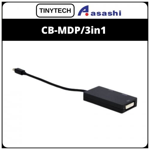 TinyTech CB-MDP/3in1 Mini Display Port to VGA/HDMI/DVI Converter (3 month Limited Hardware Warranty)