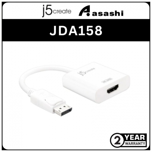J5Create JDA158 Display Port to 4K HDMI Adapter (2 yrs Limited Hardware Warranty)