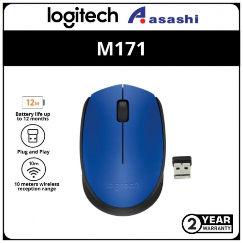 Logitech M171-Blue Wireless Optical Mouse (1 yrs Limited Hardware Warranty)