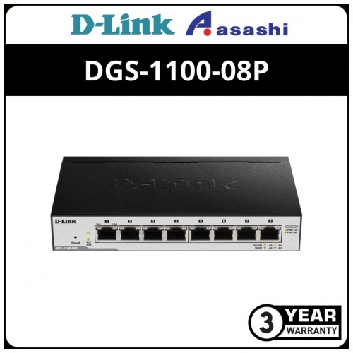 D-link DGS-1100-08P 8 Port Web Smart 10/100/1000 POE Gigabit Switch