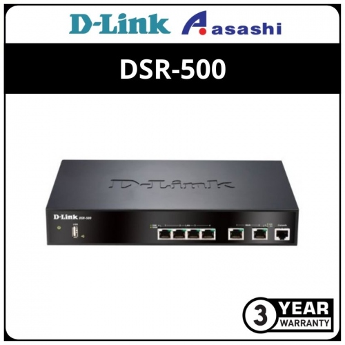 D-Link DSR-500 VPN + Load Balance , 2 Gigabit WAN + 4 Gigabit LAN + Business Router (Support UNiFi)