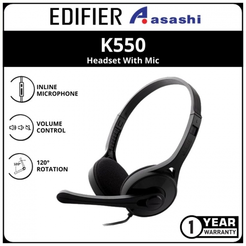 Edifier K550 Headset With Mic-Black (1 yrs Limited Hardware Warranty)