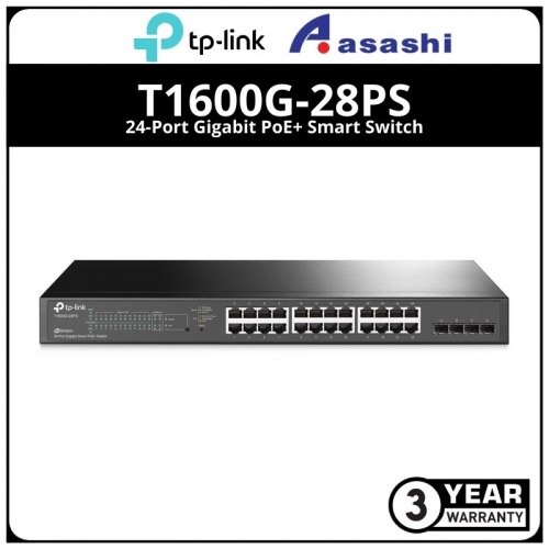 TP-Link T1600G-28PS 24-Port Gigabit PoE+ Smart Switch