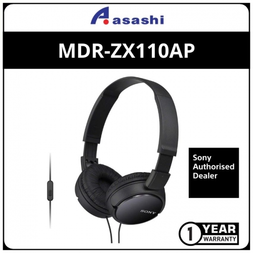 Sony MDR-ZX110AP(Black) Headphones with Mic (1 yrs Limited Hardware Warranty)