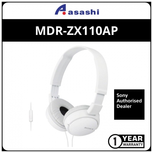 Sony MDR-ZX110AP(White) Headphones with Mic (1 yrs Limited Hardware Warranty)