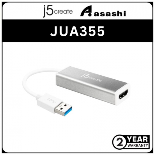 J5Create JUA355 USB 3.0 HDMI SLIM DISPLAY ADAPTER (2 yrs Limited Hardware Warranty)