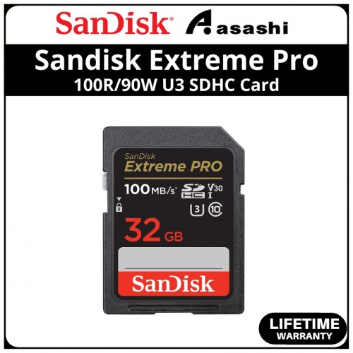 Sandisk (SDSQXCG-032G-GN6MA) Extreme Pro 32GB UHS-I U3 V30 Class10 MicroSDHC Card - Up to 100MB/s Read Speed,90MB/s Write Speed