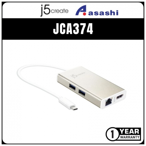 J5Create JCA374 USB C to HDMI/Ethernet/USB3.0 Hub/PD2.0 Power in Adapter (2 yrs Limited Hardware Warranty)