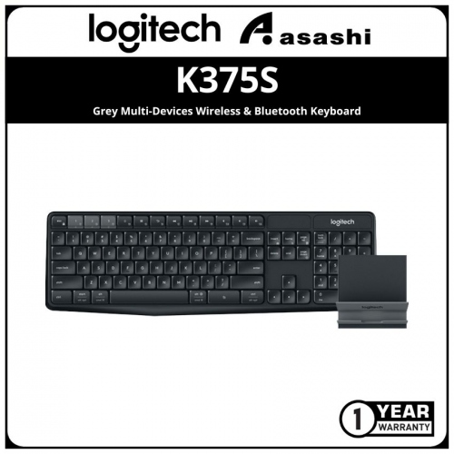 Logitech K375S-Grey Multi-Devices Wireless & Bluetooth Keyboard With Unifying Dongle (1 yrs Limited Hardware Warranty)