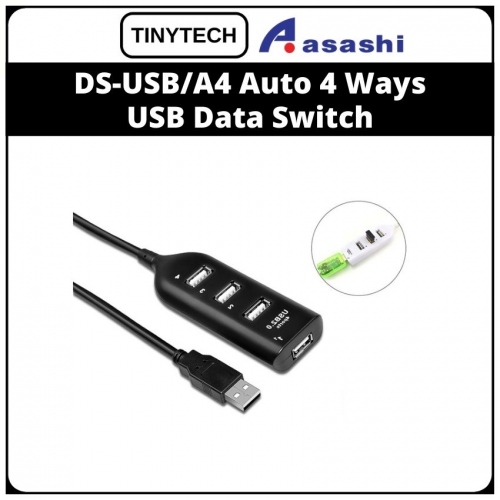 TinyTech DS-USB/A4 Auto 4 Ways USB Data Switch (1 Year Limited Hardware Warranty)