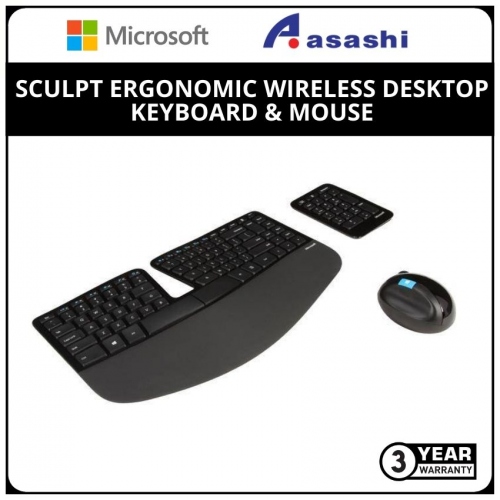 Microsoft L5V-00027 Sculpt Ergonomic Wireless Desktop Keyboard & Mouse (3 yrs Limited Hardware Warranty)
