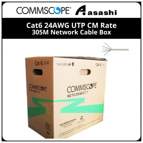 COMMSCOPE Cat6 4Pair 24AWG UTP CM Rate 305M Network Cable Box (AMP-CAT6/24AWG-305M/CM)-Grey