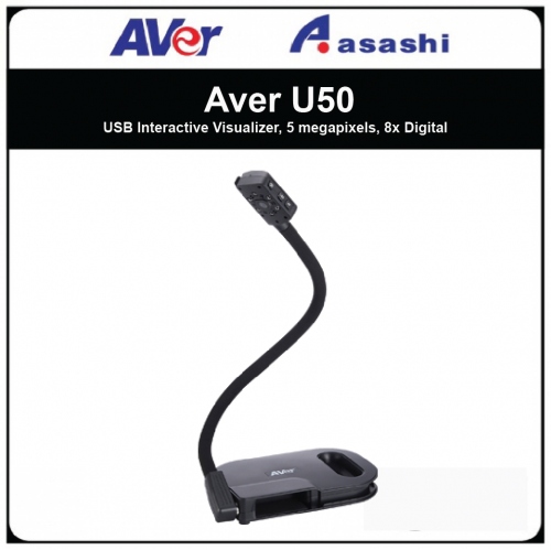 Aver U50 USB Interactive Visualizer, 5 megapixels, 8x Digital<br>Zoom, Full HD1080p output resolution 2x USB input, mini USB output, 1.5kg