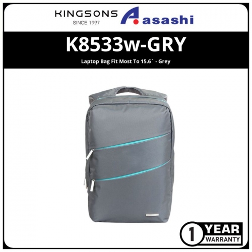 Kingsons K8533w-GRY Laptop Bag Fit Most To 15.6` - Grey (1 yrs Limited Hardware Warranty)
