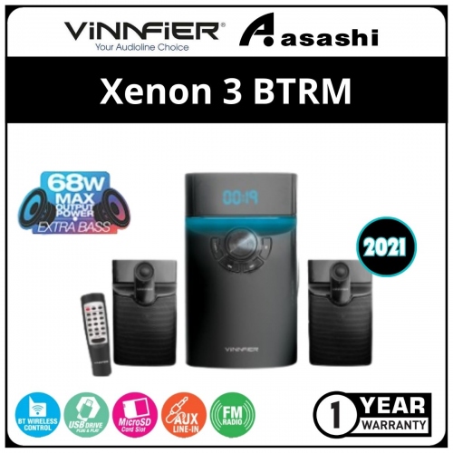 Vinnfier Xenon 3 BTRM (2021) Wireless Bluetooth Multimedia 2.1 Speaker Aux Line Remote Control Dual Mic Jack