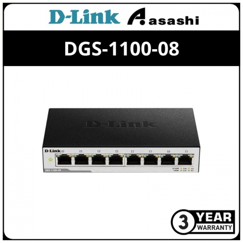 D-Link DGS-1100-08 8 Port Web Smart 10/100/1000 Gigabit Switch
