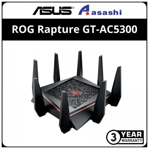 ASUS ROG Rapture GT-AC5300 AC5300 Wireless Tri-Band Gaming Router , 8 x Gigabit Port (2 x Gaming Ports) 2 x USB 3.0