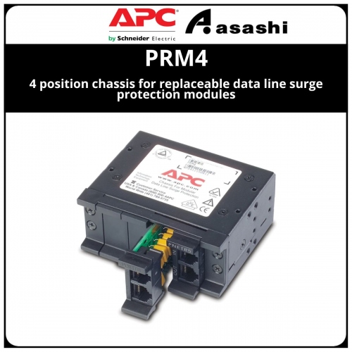 APC PRM4 4 position chassis for replaceable data line surge protection modules, 1U