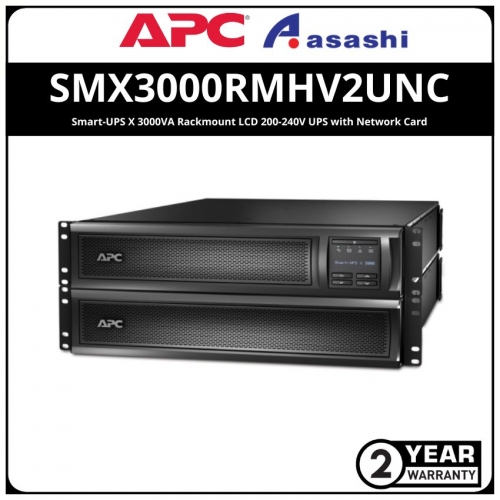 APC SMX3000RMHV2UNC Smart-UPS X 3000VA Rackmount LCD 200-240V UPS with Network Card