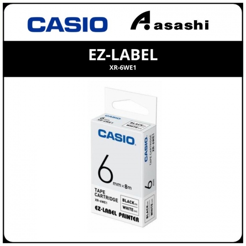 Casio EZ-Label Tape(6mm) Black on White (XR-6WE1)