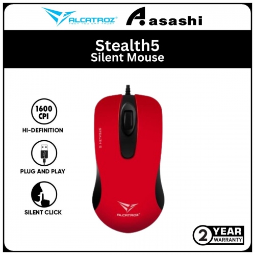 Alcatroz Stealth5-Red Silent Mouse (1 yrs Limited Hardware Warranty)