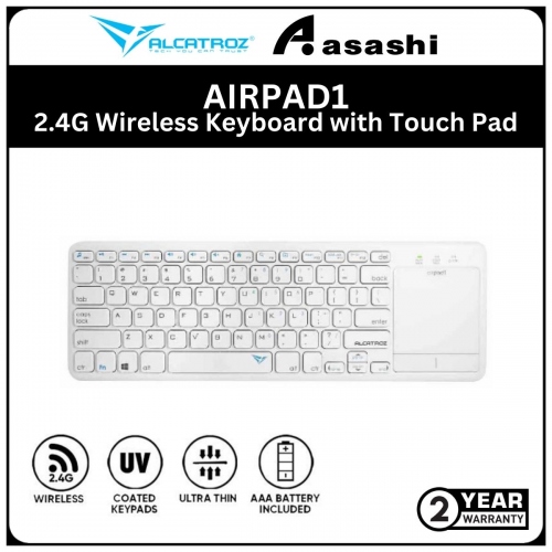 Alcatroz AIRPAD1-White 2.4G Wireless Keyboard with Touch Pad