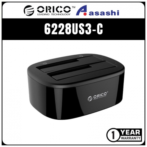 ORICO 6228US3-C 2-Bay 2.5/3.5 HDD Docking Station - Supports 2 x 8TB (1 yrs Limited Hardware Warranty)