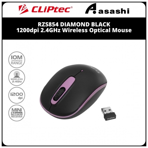 Cliptec RZS854 (Rose Gold) DIAMOND BLACK 1200dpi 2.4GHz Wireless Optical Mouse (3 month Limited Hardware Warranty)