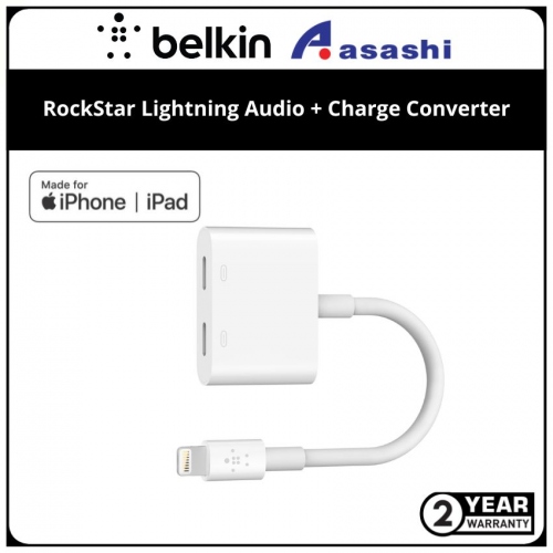 Belkin RockStar Lightning Audio + Charge Converter-F8J198btWHT (2yrs Manufacturer Warranty)