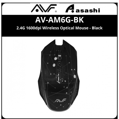 AVF (AM-6G-BK) 2.4G 1600dpi Wireless Optical Mouse - Black