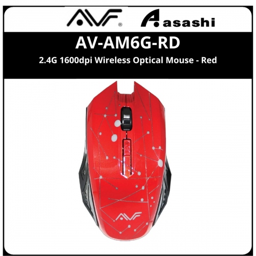 AVF (AM-6G-RD) 2.4G 1600dpi Wireless Optical Mouse - Red