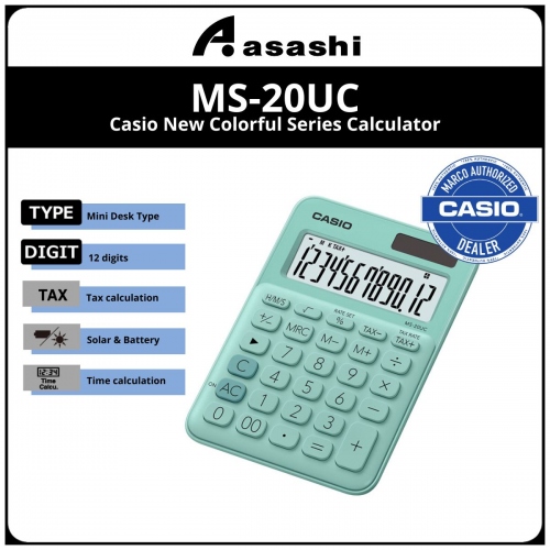 CASIO NEW COLORFUL SERIES CAL - MS-20UC-GN (12months Warrany) MUST KEEP BOX FOR WARRANTY