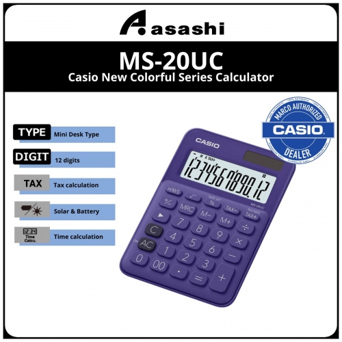 CASIO NEW COLORFUL SERIES CAL - MS-20UC-PL (12months Warrany) MUST KEEP BOX FOR WARRANTY