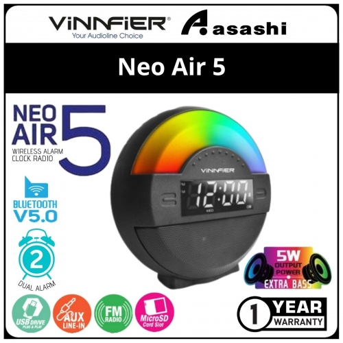 VINNFIER Neo Air 5 Portable Bluetooth Speaker with FM Radio and USB Slot - 1Y