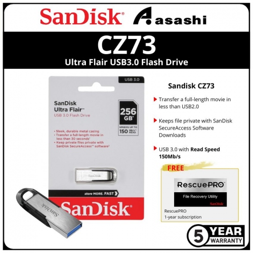 Sandisk CZ73 256GB Ultra Flair Usb3.0 Flash Drive (SDCZ73-256G-G46)