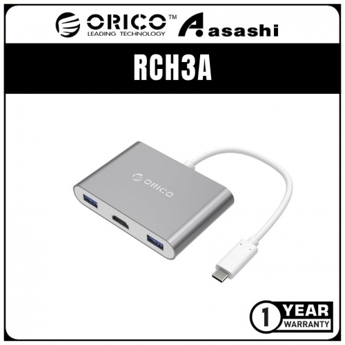 ORICO RCH3A Aluminum TypeC to HDMI/Type C/3 USB Convertor (1 yrs Limited Hardware Warranty)
