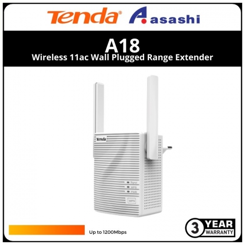 TENDA A18 1200Mbps Wireless 11ac Wall Plugged Range Extender, 2.4G and 5G, 802.11a/b/g/n/ac,