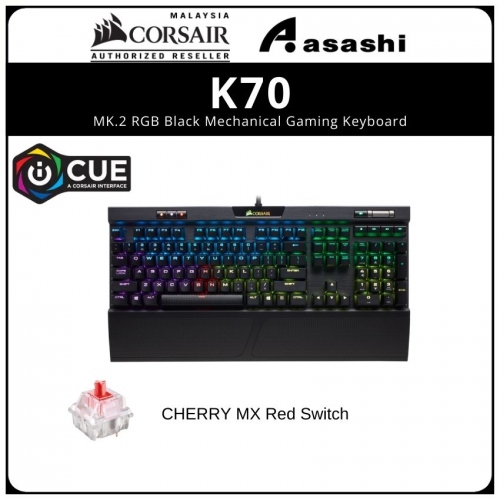 Corsair K70 MK.2 RGB Black Mechanical Gaming Keyboard - Cherry MX RED Switch [CH-9109010-NA]