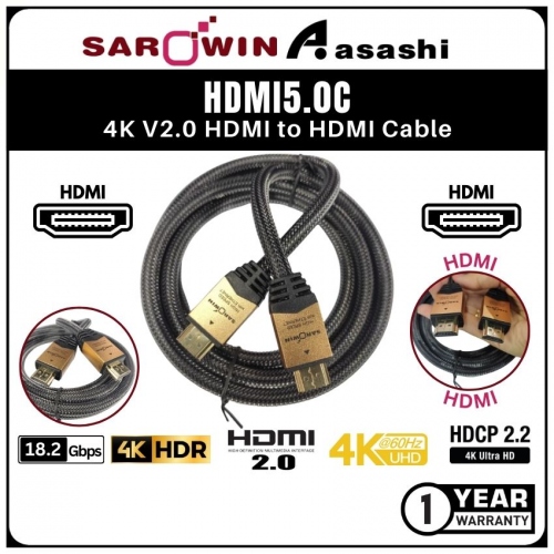 Sarowin (HDMI5.0C) 4K V2.0 HDMI to HDMI Cable - 5meter