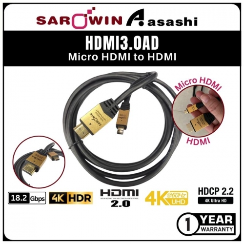Sarowin (HDMI3.0AD) Micro HDMI to HDMI - 3meter