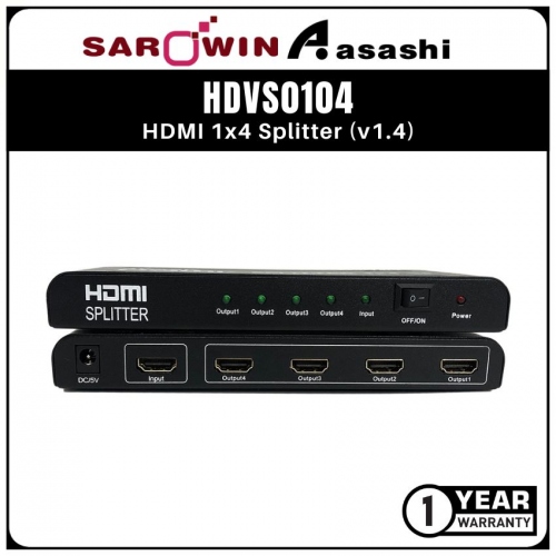 SAROWIN HDVS0104 HDMI 1x4 Splitter (v1.4)