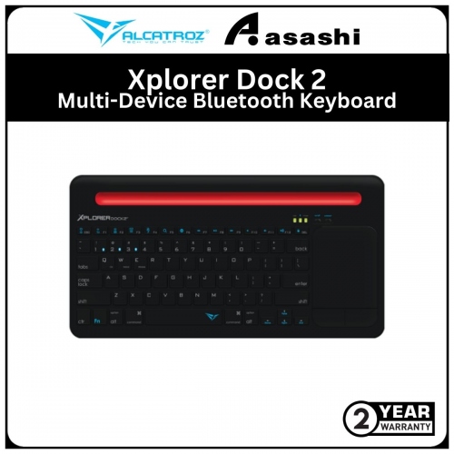 Alcatroz Xplorer Dock 2-Black Red Multi-Device Bluetooth Keyboard (1 years Limited Hardware Warranty)