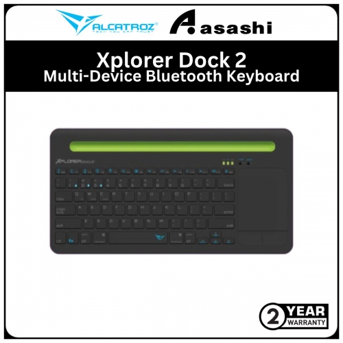 Alcatroz Xplorer Dock 2-Black Green Multi-Device Bluetooth Keyboard (1 years Limited Hardware Warranty)